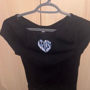 Levi's Black Tee with Blue Heart Logo